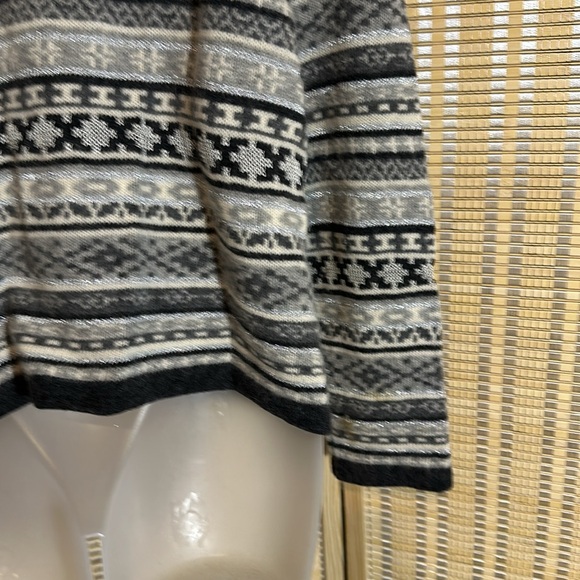 Appleseed's Gray White Metallic Silver Striped Knit Cardigan Sweater XL - Picture 14 of 16